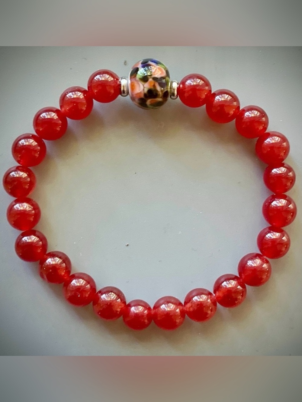Red Carnelian Handcrafted Bead Bracelet